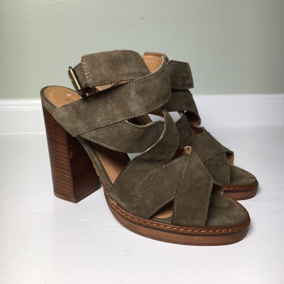Firth Suede Ankle Strap Stacked Heels - Picture 2 of 7